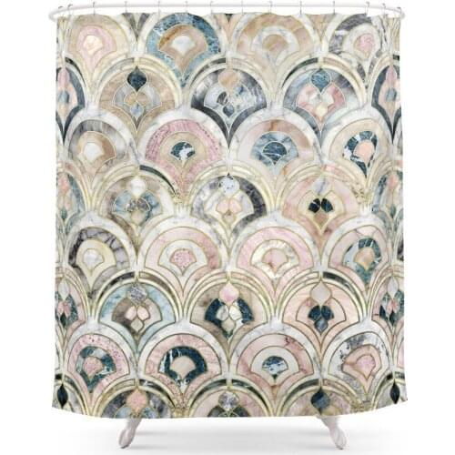 Art Deco Marble Tiles In Soft Pastels Shower Curtain