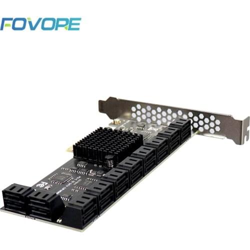 PCI express PCI-e x1 to 20 ports SATA 3 III 3.0 Controller SATA3 to PCIe Adapter Converter Expansion Card Adaptor Add On Cards