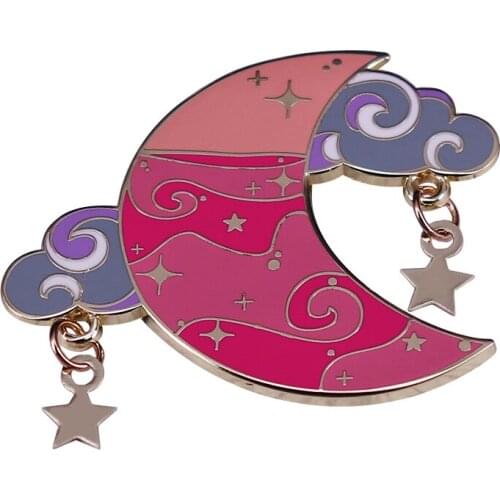 Crescent Moon Cloud Enamel Pin I love you to the moon and back