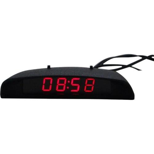 Portable 2 in 1 Car Digital LCD Clock/Voltmeter/Temperature Display Electronic Clock Thermometer Car Automotive Blue Backlight