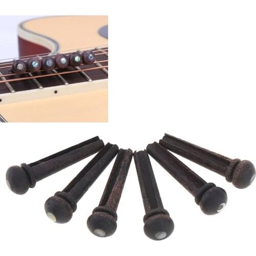 6pcs Professional Rose Wood Bridge Pins with Pearl Shell Head Strings Nail Pegs Accessories Set for Folk Acoustic Guitar