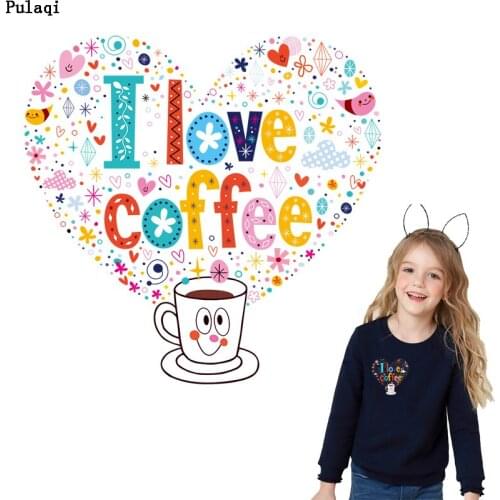 Pulaqi Iron On Transfer Vinyl Coffee Girl Heat Transfer Patches For Clothes Stripes Cool PVC Patches Sticker On Clothes Applique