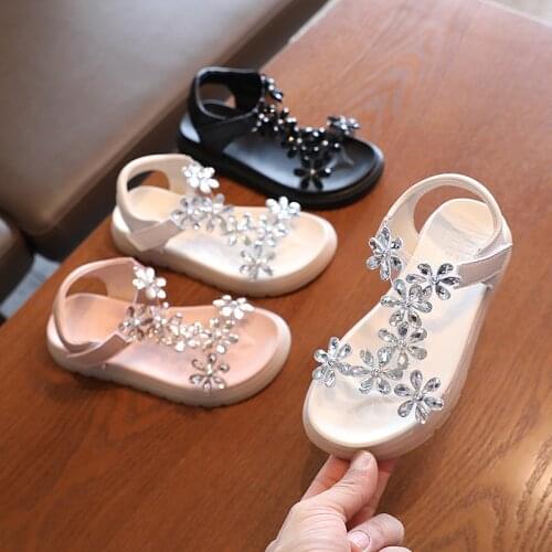 Girls Sandals Fashion Snowflake Shape Princess Shoes 2021 Summer Baby Girl Open-toed Sandals Large Childrens Shoes Flats Hot