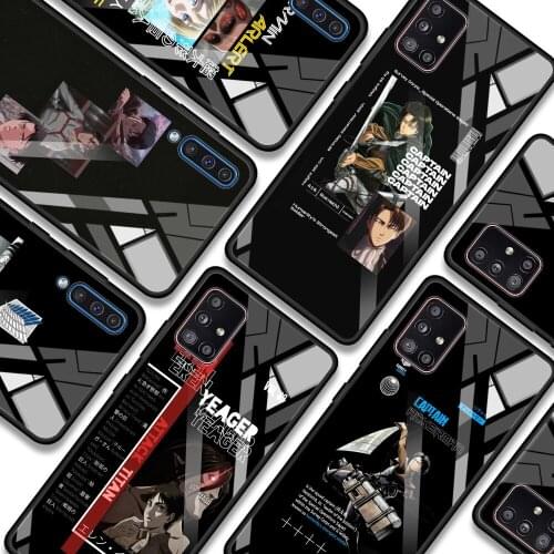 Glass Case For Samsung A51 A21s A71 A12 A31 A52 A32 A41 A11 A72 A91 A81 Transparent attack on titan
