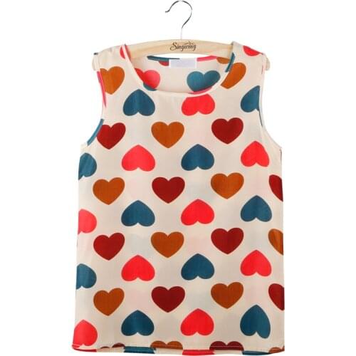 Singwing Printed Birds Floral Heart Women camis Tank Casual Chiffon Vest Top Tank Female O-neck Sleeveless Tanks Camis