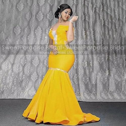 Gold Yellow Long Mermaid Evening Dresses Shiny Silver Sequins Boat Neck Women Formal Evening Dress Party Vestidos De Fiesta