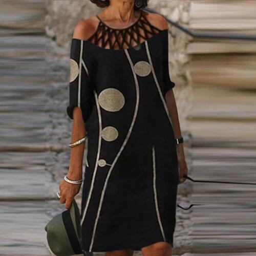 Women Vintage Floral Print Mini Dress Summer Elegnat Half Sleeve A-Line Dress Office Lady Sexy Hollow Out Party Dress Vestidos