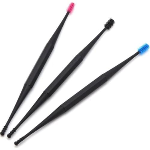 1pc Double-ended Earpick Ear Wax Curette Remover Soft Silicone Double Head Ear Pick Ear Clean Tool Ear Cleaner Spiral Design