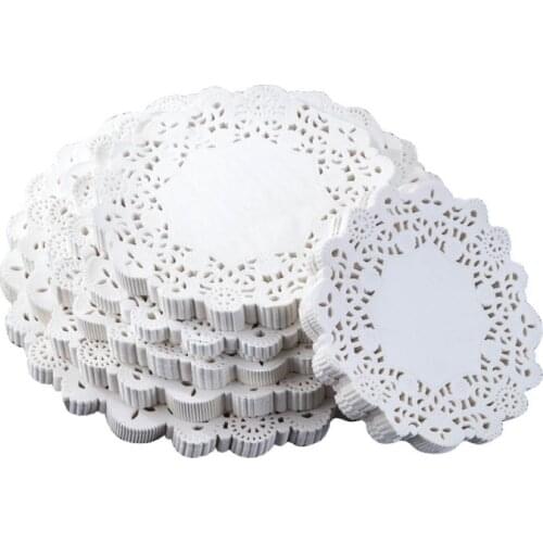 100 Pcs Cake Placemat Vintage White Hollow Round Paper Doilies Lace Wedding Birthday Party DIY Decoration Craft Kitchen Tools