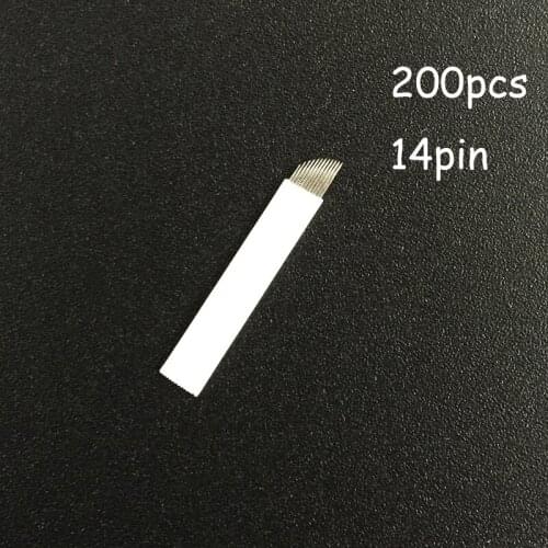 200 Pcs 14 Flex Microblading Needles Permenent Makeup Pins 14 Tattoo Needle Lamina Agulhas Tebori Blade for Manual Eyebrow Pen