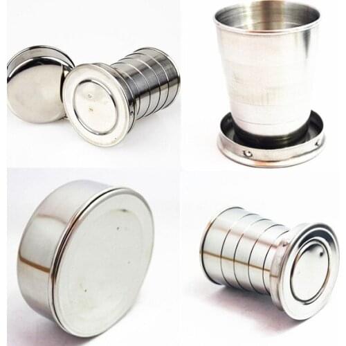 250ml Outdoor portable folding cup stainless steel travel cup retractable cup camping hiking supplies