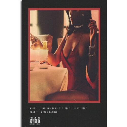 Album Migos Lil Uzi Vert Bad And Boujee Rap Music Silk Fabric Wall Poster Art Decor Sticker Bright