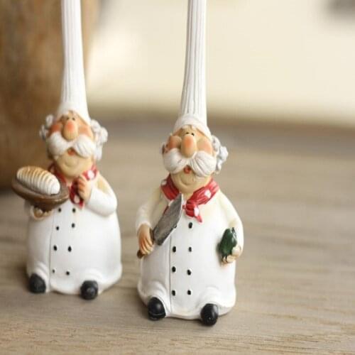American Rural resin creative kitchen restaurant home decoration high hat chef decoration crafts 1 pair Ornaments Crafts Gift