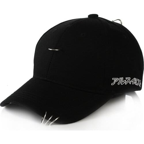 Harajuku solid Ring Safety Pin curved hats fashion hoop baseball cap women men sun cap snapback hip hop caps casquette gorras