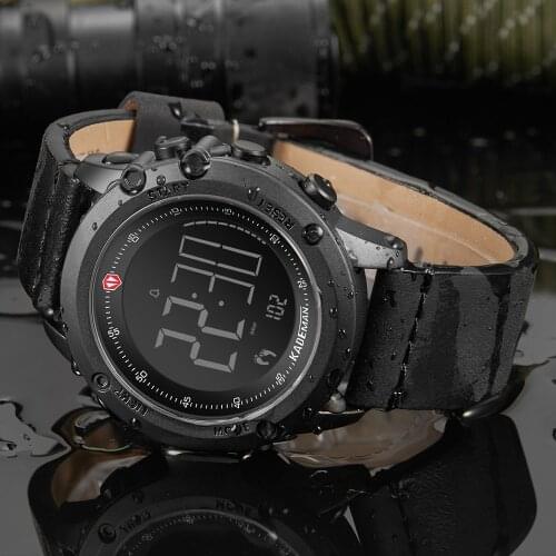 Pedometer Watch Men Sports Watches Mens Watch Leather Waterproof LED Digital Watch Man Electronic Clock Relogio Masculino