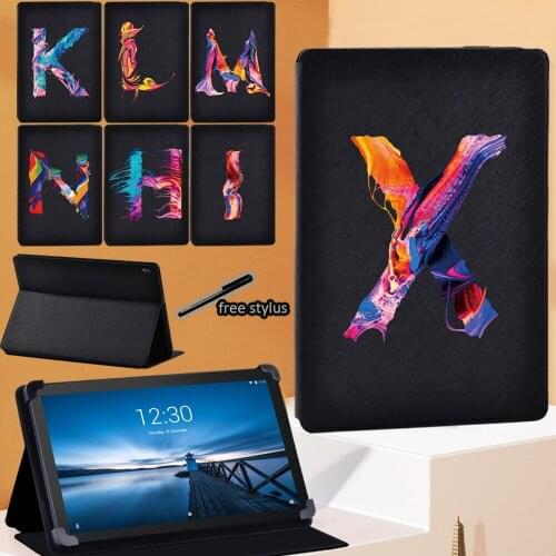 Tablet Case for Lenovo Tab E10 10.1"/Tab M10 10.1"/Tab M10 FHD Plus 10.3" PU Leather Fashion Paint Series Stand Cover + Stylus