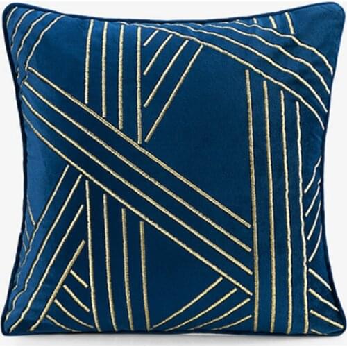 DUNXDECO Cushion Cover Decorative Pillow Case Modern Elegant Simple Velvet Geometric Embroidery Coussin Sofa Room Decorating