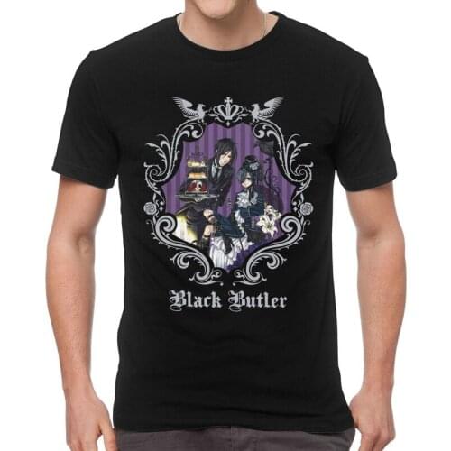 Vintage Black Butler Sebastian Ciel Phantomhive T Shirt Mens Cotton T-shirts Funny Tshirt Short Sleeve Japan Anime Tee Top