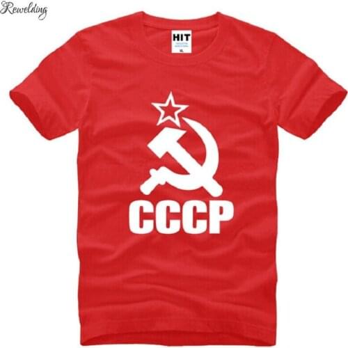 Fashion Flag of the Soviet Union CCCP Printed T Shirts Men Personality USSR Soviet Union KGB Short Sleeve Cotton Man T-shirt