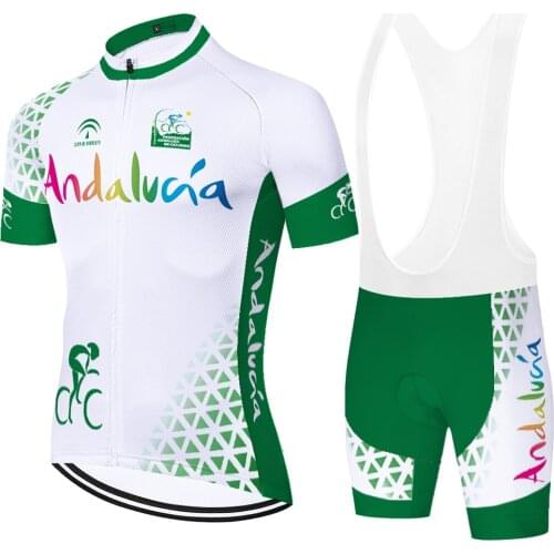 Spain laser cut andalucia team cycling jersey 20D gel pad summer quick dry short sleeve fietskleding wielrennen zomer heren set