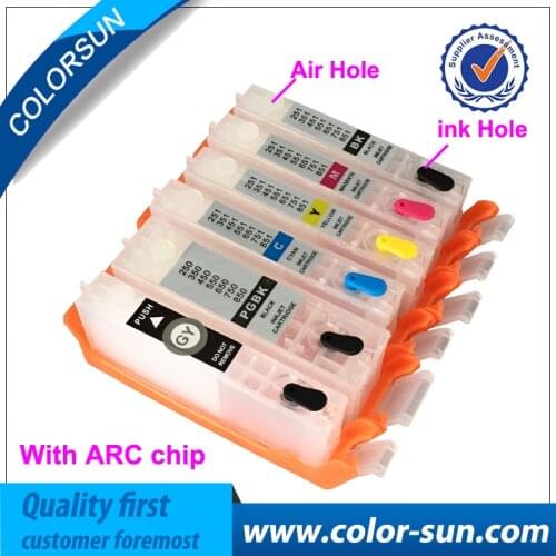 6pcs for Canon PGI-450 CLI-451 PGI450 Refillable Ink Cartridge For Canon PIXMA MG6340 MG7140 Printer with ARC Chips