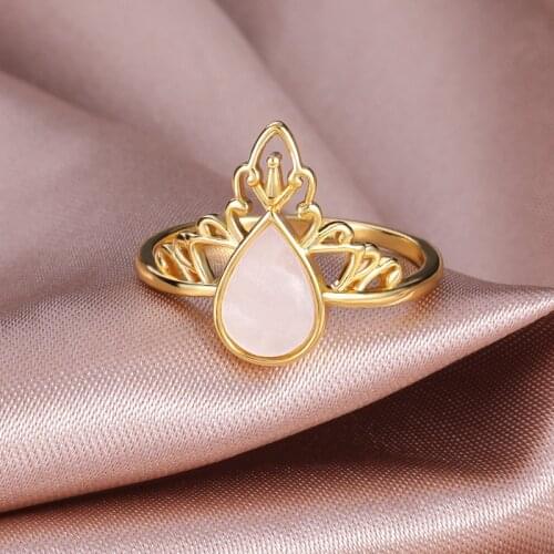 Fine Opal Crown Rings For Women Girl Raindrop Jewelry Wedding Engagement Crown Rings Bridesmaid Special Gifts BFF