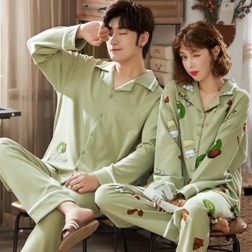 New Couple Cotton Sleepwear Women Pajama Set Fashion Pants Loose Casual Home Suit Soft Comfortable Nightwear Large Size Clothes