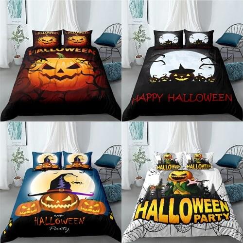 Halloween Pumpkin Bedding Set Printed Duvet Cover Bat Comforter Cover Home Textiles 2/3 Pcs Bedding Decor Quilt Cover
