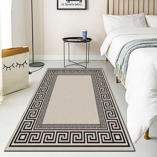 Bedroom Carpet Bedside Modern Black White Geometry Rectangle Home Rug For Living Room Kitchen Absorb Oil Area Rug Floor Door Mat