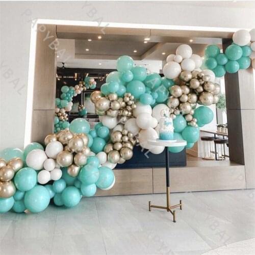 177Pcs Tiffany Blue Arch Garland Balloons Kit Chrome Gold Latex Balloon Set Romantic Wedding Birthday Party Decoration Supplies