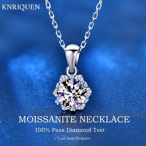 Luxury 1ct D Color Moissanite Diamond Six-Pointed Star Pendant Necklace for Women 925 Sterling Silver Engagement Jewelry Gift