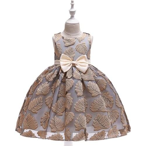 Wedding flower girl dress girl khaki dress knee length lace floral dress girl birthday prom dress girl communion dress