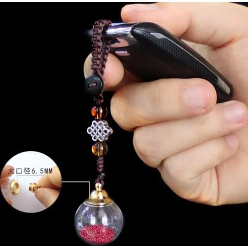 2PCS Hollow Glass Ball Pendant with Screw Cap Key chain Wish Secret Keep Bottle Cellphone Strap Diy Jewelry