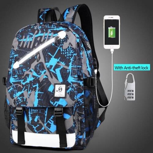 Student School Backpack Anime Luminous USB Charge Laptop Computer Backpack For Teenager Anti-theft Boys School Bag
