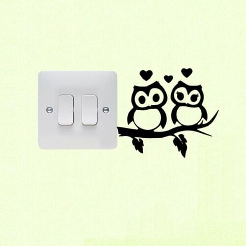 Lovely Owls Couple Heart Vinyl Switch Stickers Wedding Room Wall Decal Decor 3SS0270