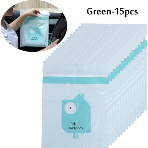 15pcs Self-Adhesive Car Storage Disposable Trash Rubbish Bags Seat Back Vehicle Office Interior Accessory Kitchen Cleaning Bags