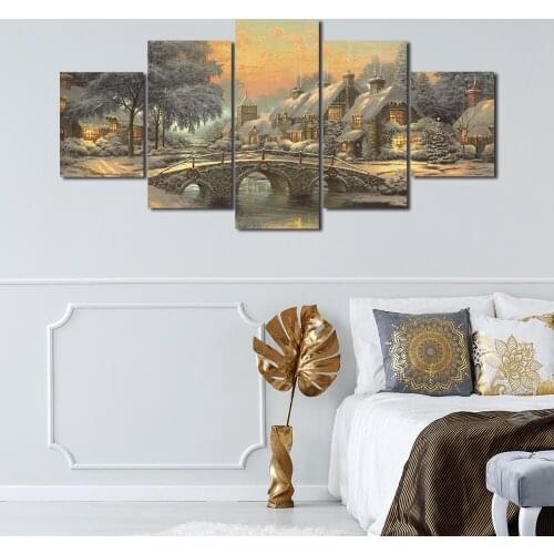 Modern Canvas Painting Retro Nordic Cottage Posters and Prints Wall Art Picture for Living Room Decor with Frame