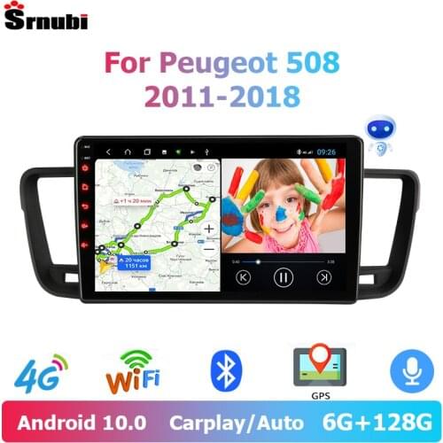 Srnubi Android 10.0 Car Audio Radio Multimedia Video Player for Peugeot 508 2012 2013 2014 - 2018 2 Din Speakers DVD With Canbus