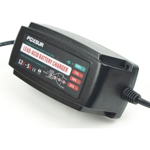 FOXSUR Waterproof Car Battery Charger 12V 5A Automatic Smart Battery Charger Maintainer & Desulfator for Lead Acid Batteries