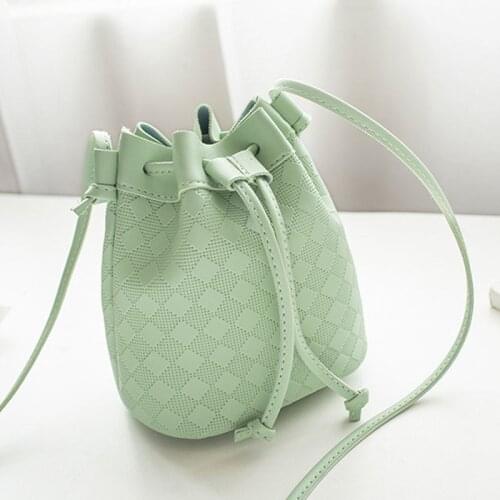 Women Bag Leather Handbag 2019 Large Capacity Rhombic Drawstring Ladies Shoulder Crossbody Bag Purse