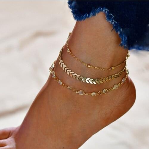 Boho Ankle Bracelet Women Anklet Foot Chain Beach Beads Set