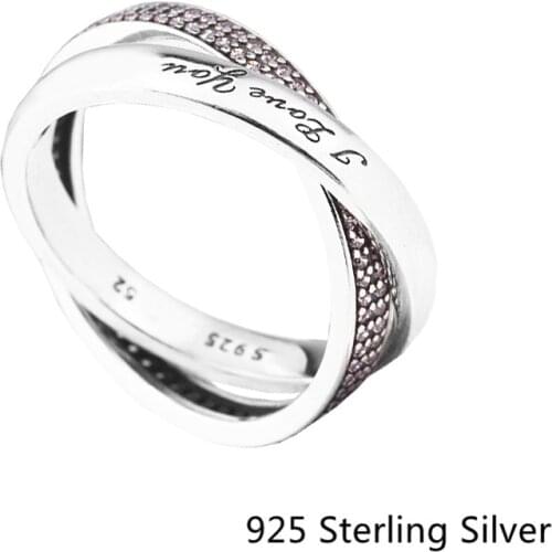 925 Sterling Silver Sweet Promise I love you Ring with Pink CZ Fits For Fashion Jewelry for Girlfriend Wife Women Valentine Gift