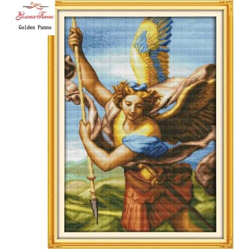 Golden Panno,11CT DMC hand made cross stitch kits,battle angel portrait Needlework embroidery Cross Stitch,wall decoration 1204