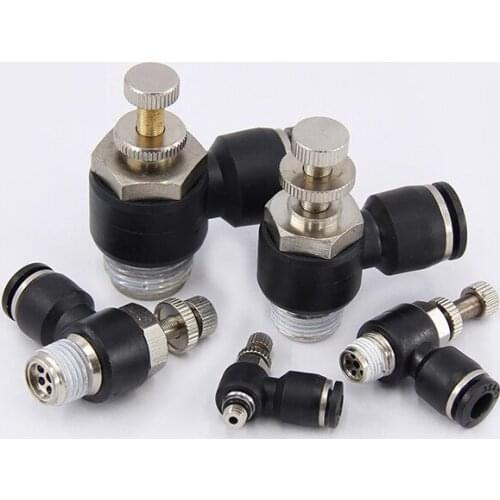 1PCS 1/4"BSP 1/8" 3/8" 1/2" Male Gas Airflow Limit Valve Quick Fitting Pneumatic Speed Flow Controller 8/6/10/12mm OD Hose Tube