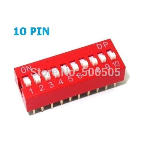 10pcs 10 Position 10Pin DIP Switch 2.54mm Pitch 2 Row 10P Slide DIP Switch