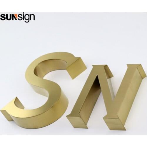 316 golden brushed stainless steel sign lettering