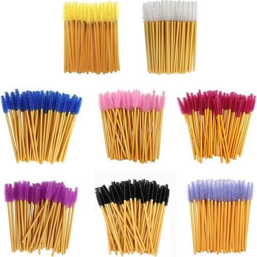 50Pcs Eyelash Brush Disposable Eyelash Extension Brush Eye Brow Brush Mascara Wands Applicator Spoolers Cosmetic Makeup Tools