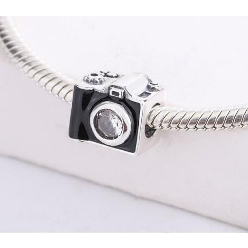 925 Sterling Silver Vintage Silver Camera Shaped Pendant Charm Bracelet Bangle DIY Jewelry Making For Original Pandora