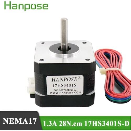 Free shipping Nema 17 Stepper Motor 1.3A 28N.cm 4-lead 17HS3401S-D 42 motor 42BYGH for CNC worm wheel edging machine