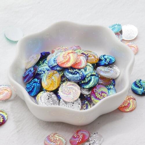 Glitter 12mm 40pcs Swirl Pattern AB Color Resin Round Flat back Scrapbook DIY Accessories Home Garden Crafts